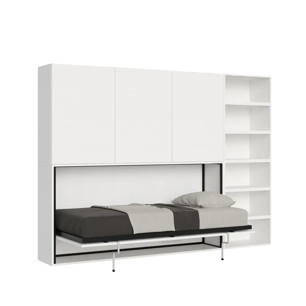 Letto singolo a scomparsa Kando comp.F con materasso bianco frassino