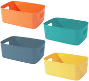 Set di 4 contenitori di archiviazione - Piccoli contenitori in plastica - Organizzatori per ufficio e cucina - Bianco