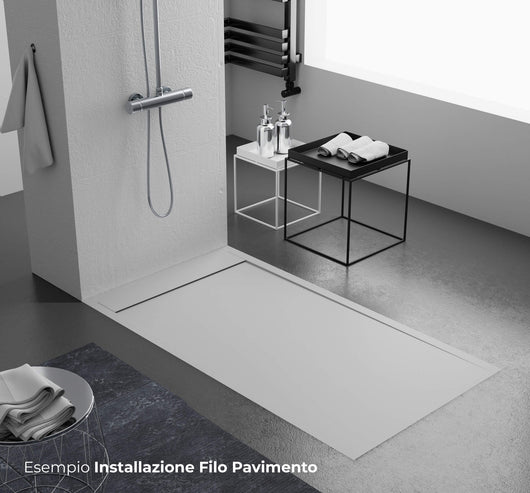 Piatto Doccia 80x200 cm in Pietra Bonussi Kamet Grigio Chiaro