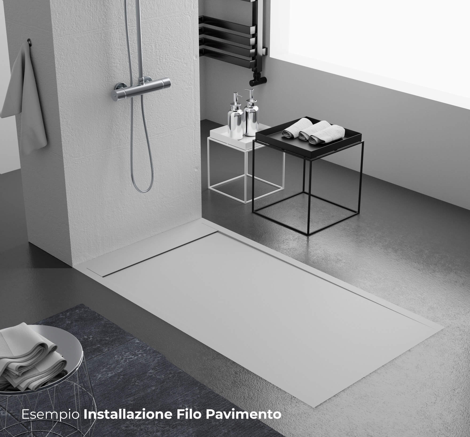 Piatto Doccia 80x100 cm in Pietra Bonussi Kamet Grigio Chiaro