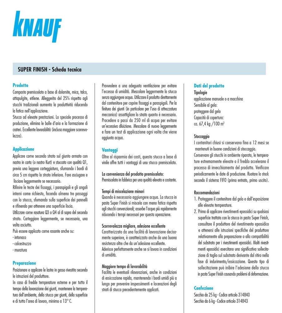 STUCCO IN PASTA 'SUPER FINISH' KNAUF