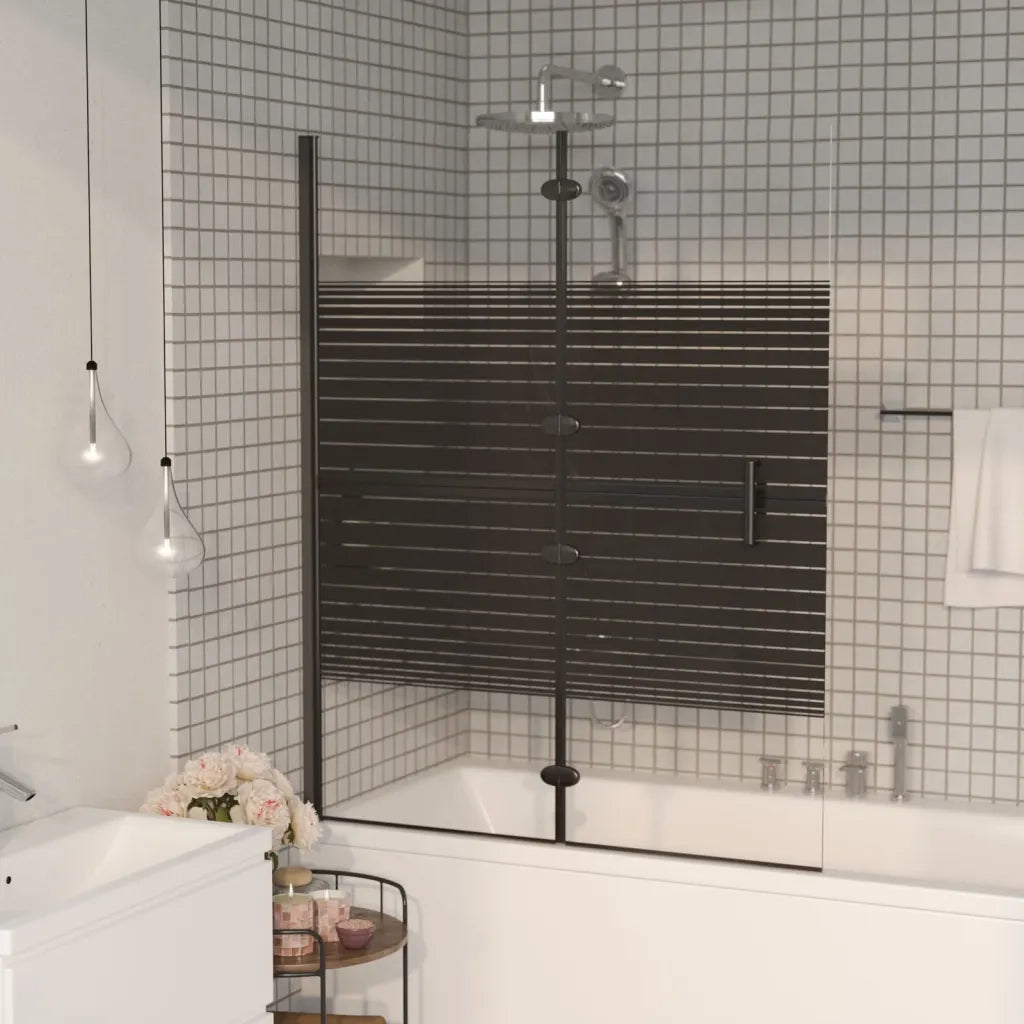 Pannello Doccia Pieghevole in ESG 100x140 cm Nero CFW6435378