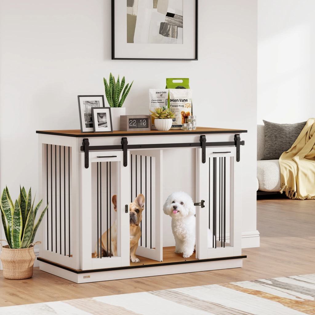 Gabbia per Cani ¨C zephmum ¨C Rustico, Bianco, 2 Porte