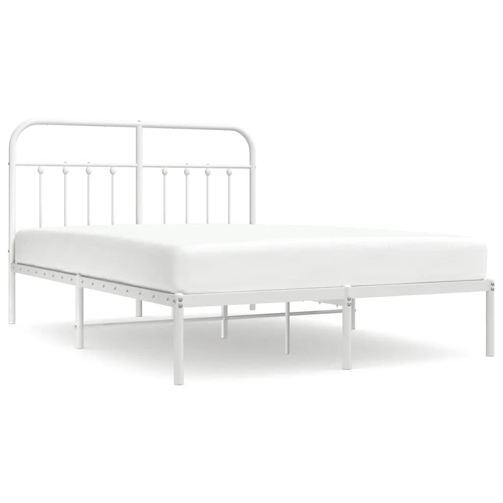 Giroletto con Testiera-Struttura Letto con testiera Metallo Bianco 140x190 cm 491863