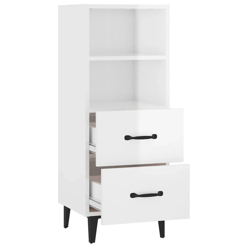 Buffet credenza cassettiera mobiletto mobile contenitore organizer per cucina soggiorno finitura lucida 34,5 x 34 x 90 cm legno ingegnerizzato bianco 02_0030624