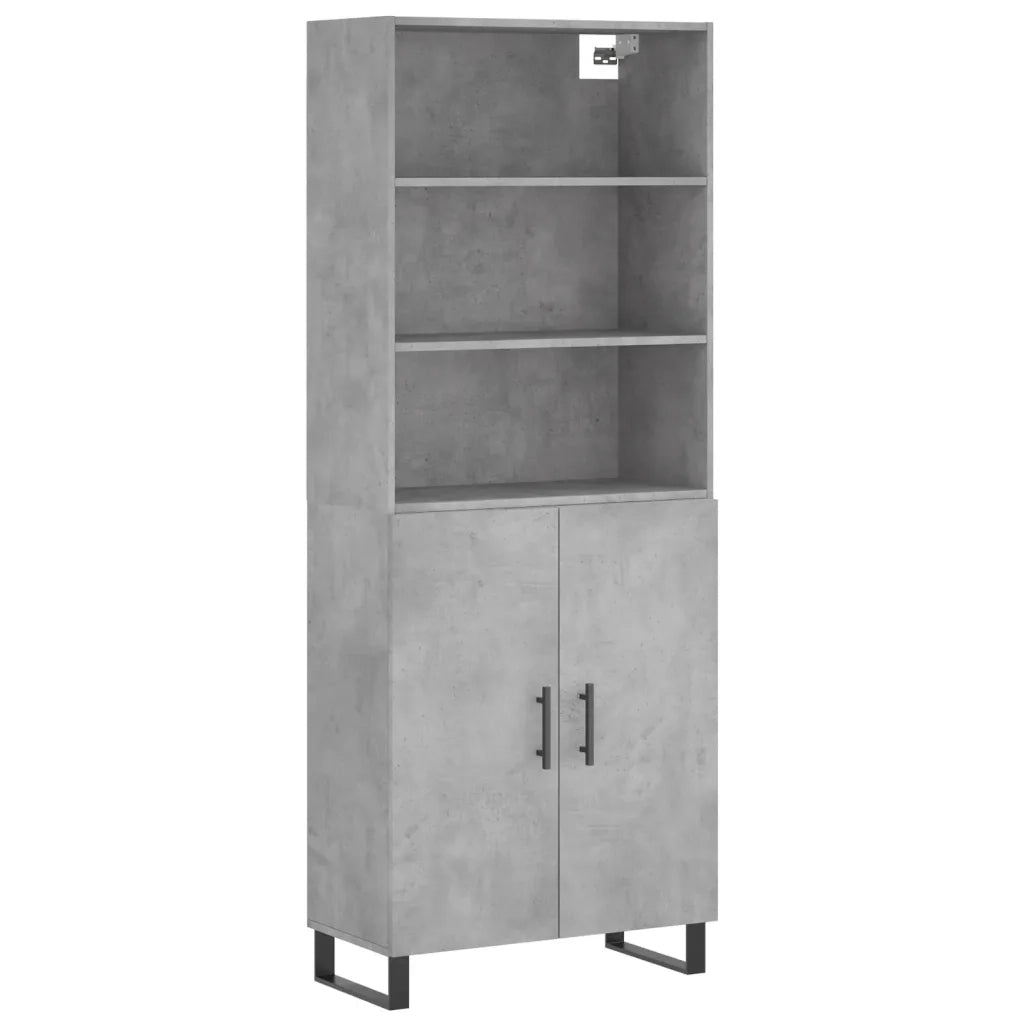 Credenza-Buffet-Armadio da cucina Grigio Cemento 69,5x34x180 cm in Legno Multistrato 527668