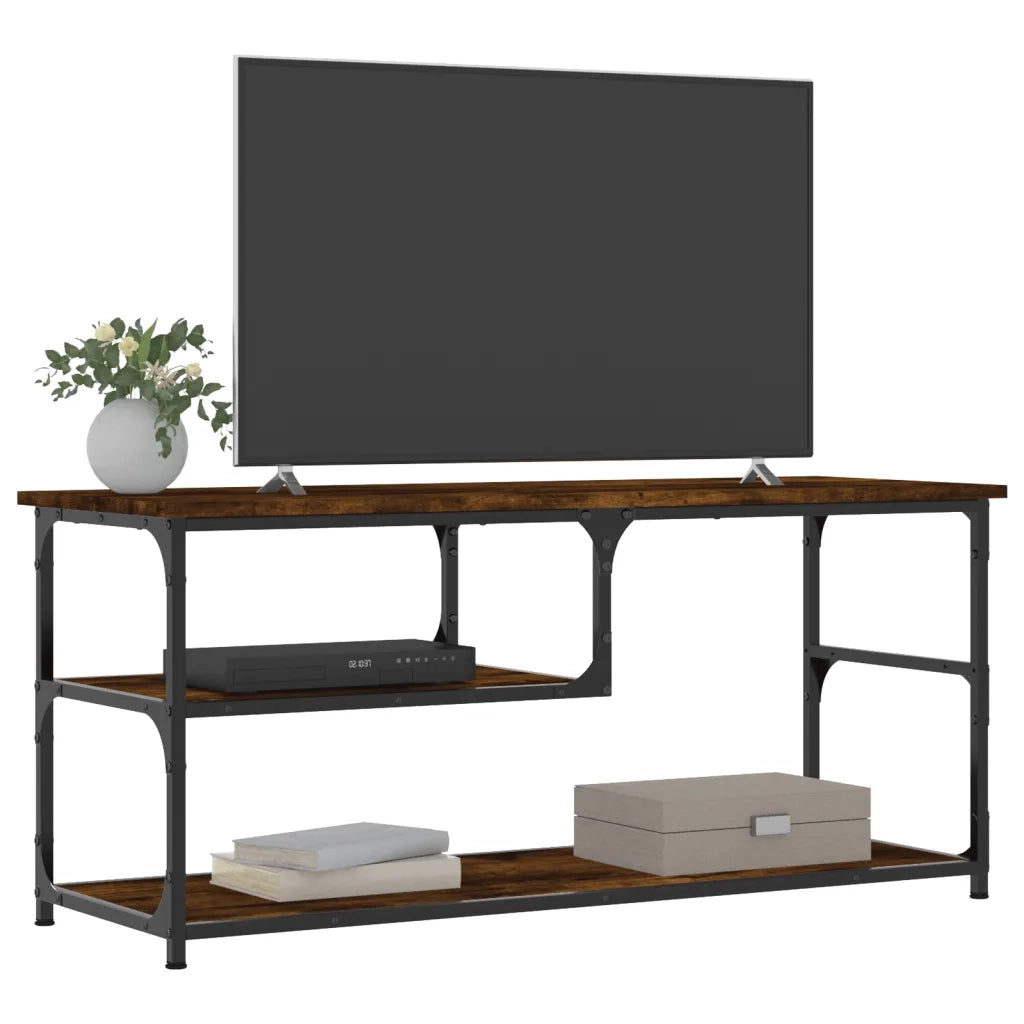 Mobile TV Rovere Fumo 103x38x46,5cm Legno Multistrato e Acciaio 831825
