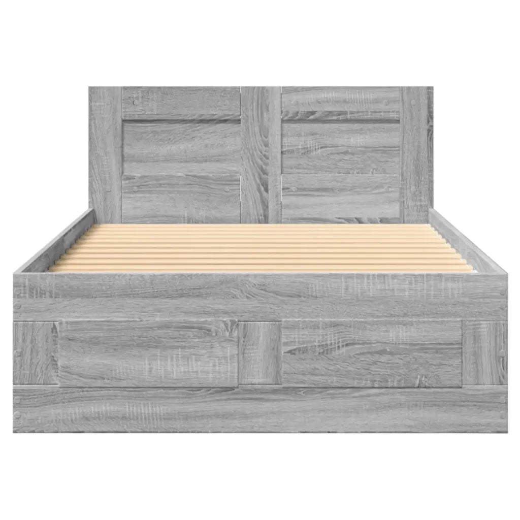 vidaXL Giroletto con Testiera Grigio Sonoma 90x200cm Legno Multistrato