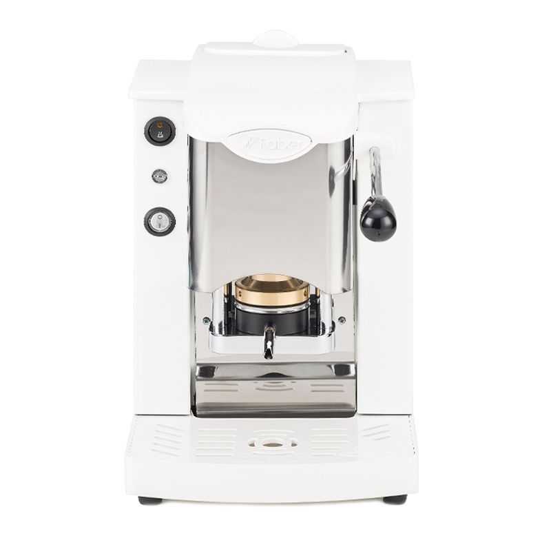Faber slot inox - macchina per caffe con pressacialda in ottone - telaio in metallo bianco e frontale in acciaio - FABSIBIABBASOTT