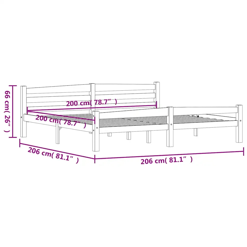 Letto matrimoniale | Letto per adulti | Giroletto senza Materasso Bianco 200x200 cm Legno Massello Pino