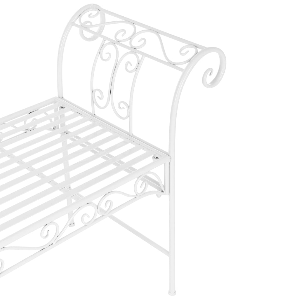 Panca da Giardino Cossila in Metallo con Braccioli Curvi 70 x 147 x 46 cm - Bianco [en.casa]
