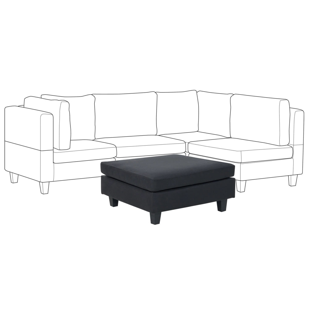 Pouf Poggiapiedi Rivestito Tessuto Nero Quadrato Minimalista Moderno