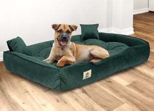 AIO FACTORY 130x105 cm Letto per cani in velluto verde scuro impermeabile