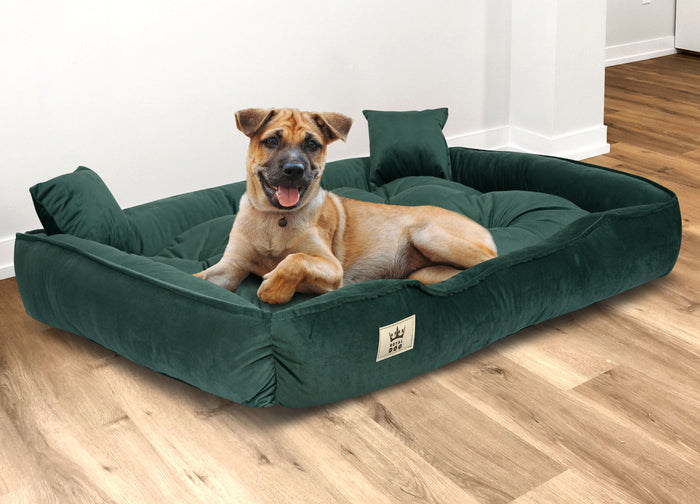 AIO FACTORY 130x105 cm Letto per cani in velluto verde scuro impermeabile