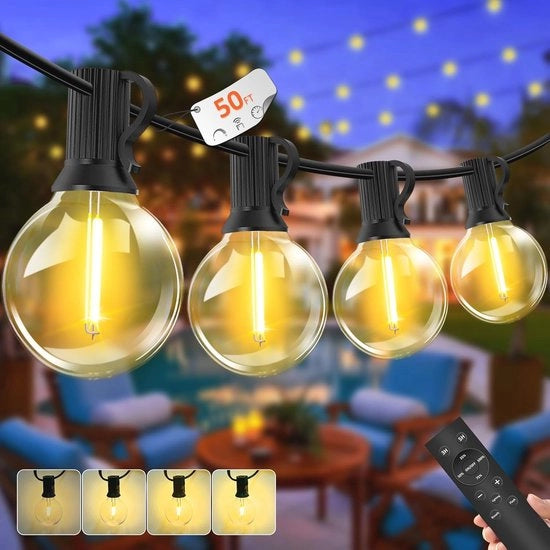 Cavo di Illuminazione per Esterno con 15 Metri e Lampadine G40 - Impermeabile e Dimmabile per Giardino e Terrazza