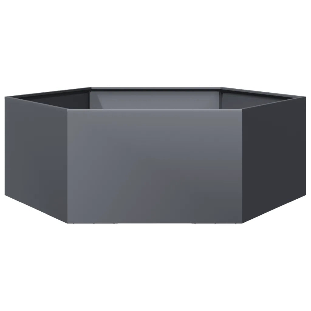 Fioriera da Giardino-Vaso da Esterno Antracite Esagono 138x120x45 cm in Acciaio