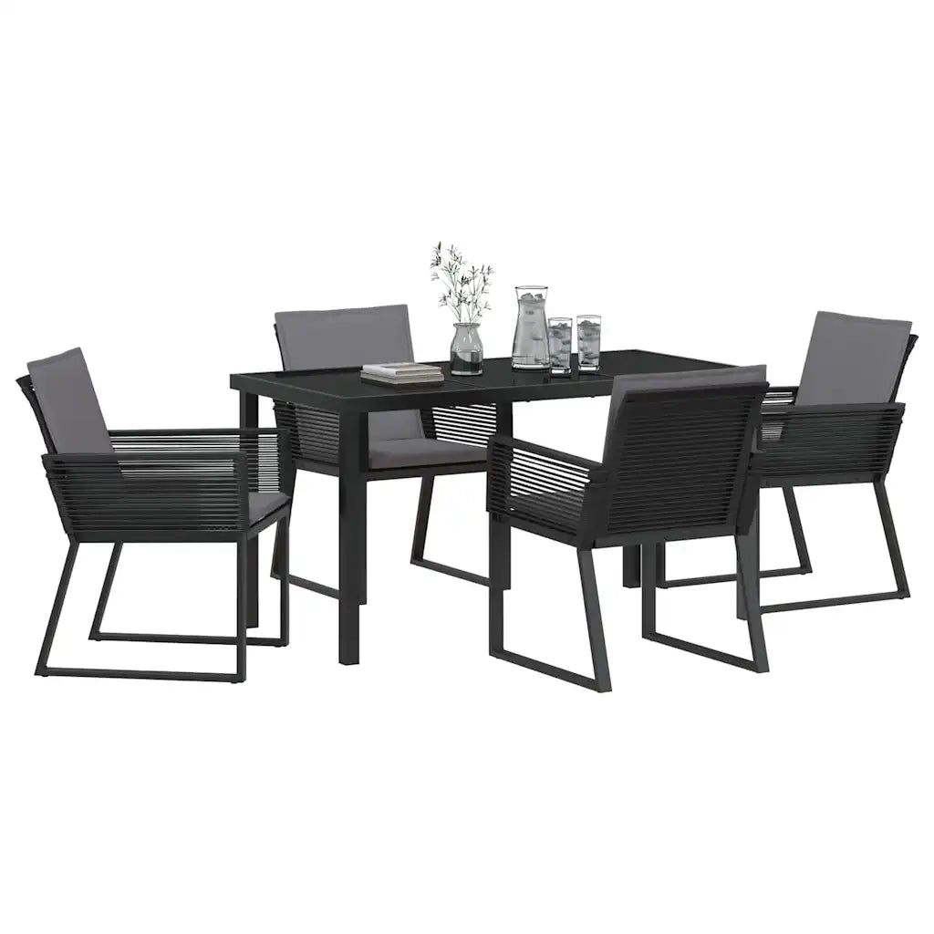 Set da Pranzo per Giardino 5 pcs Nero