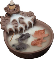 Brander di Backflow con Forme a Cono con Supporto per Incenso "Lotus Vijver" Nero 10.5 x 15 x 7cm