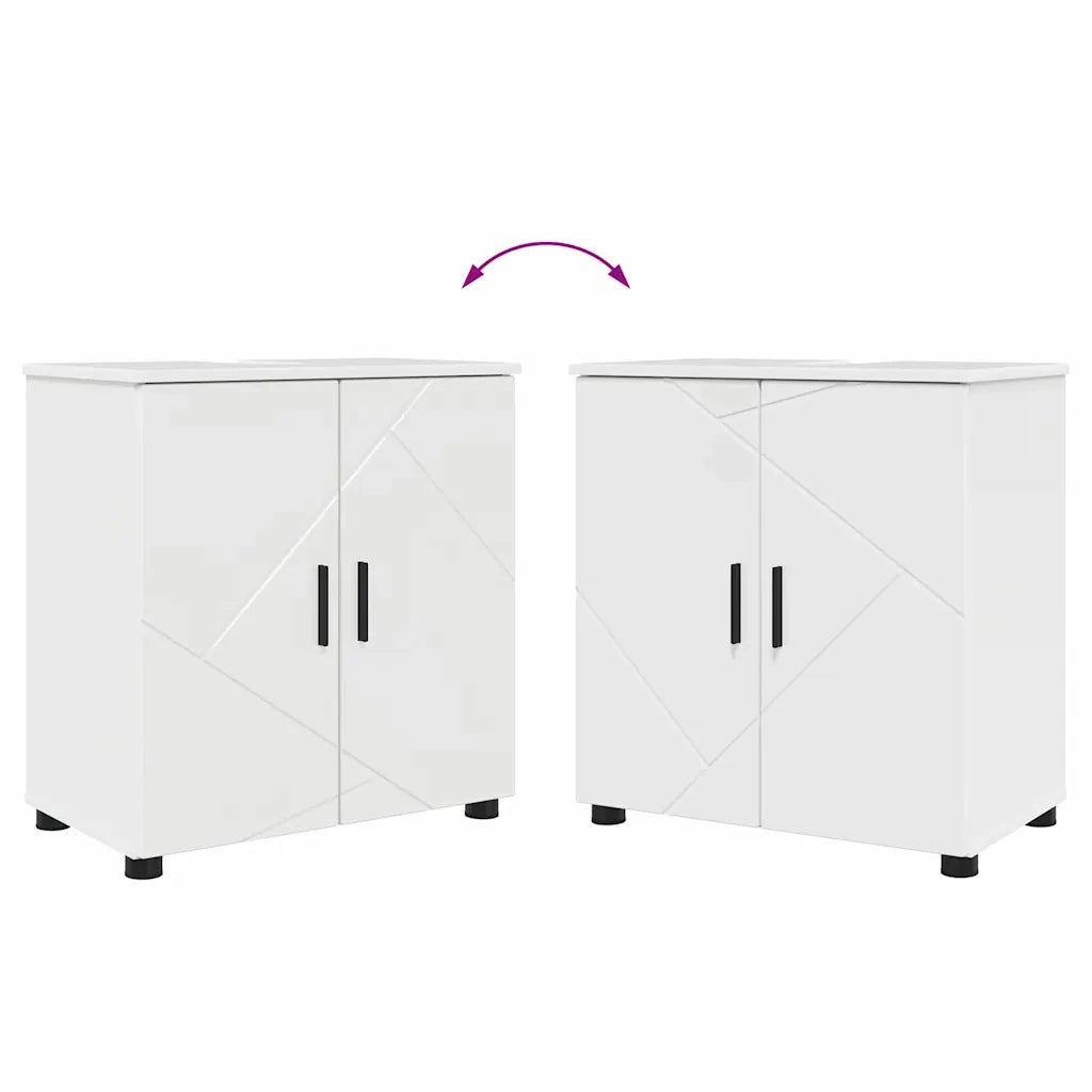 Set di mobili per il bagno con porta 2 pcs Bianco Lucido