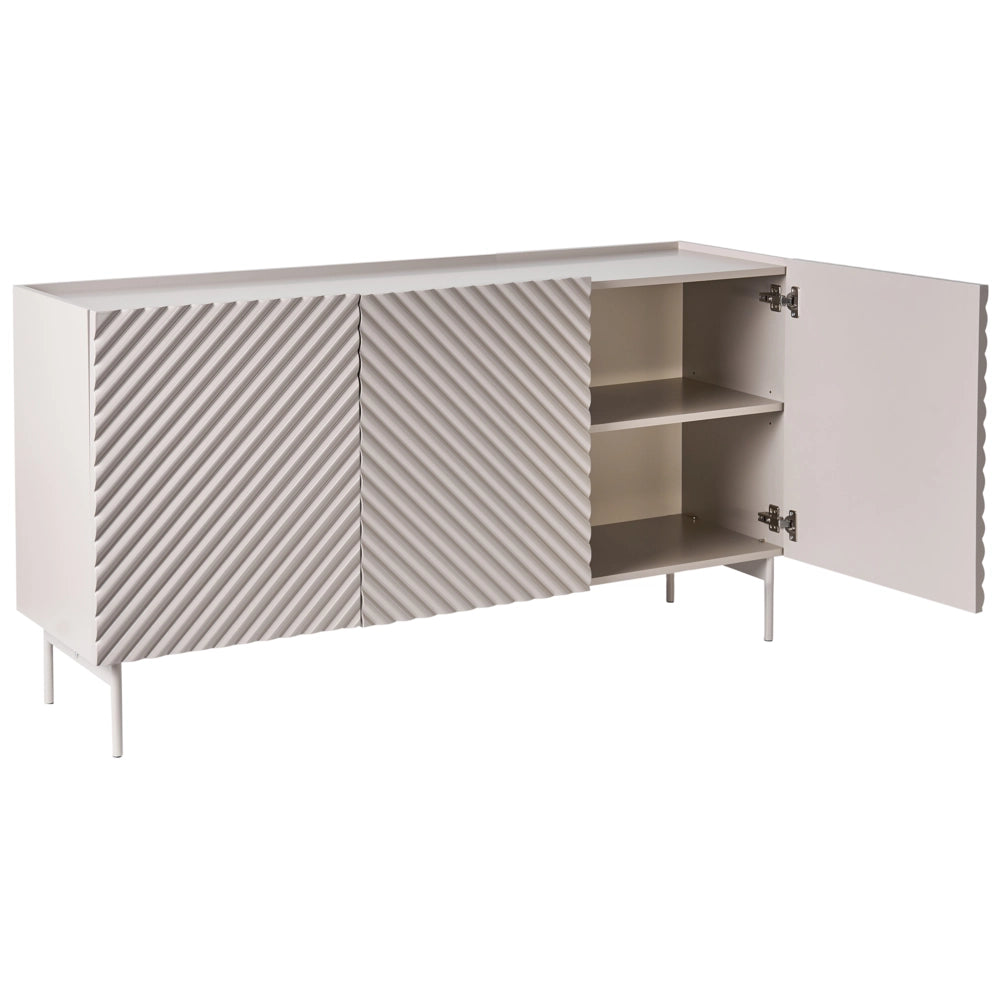 Credenza a 3 ante MDF beige chiaro con gambe in metallo Design moderno Camera da letto Soggiorno