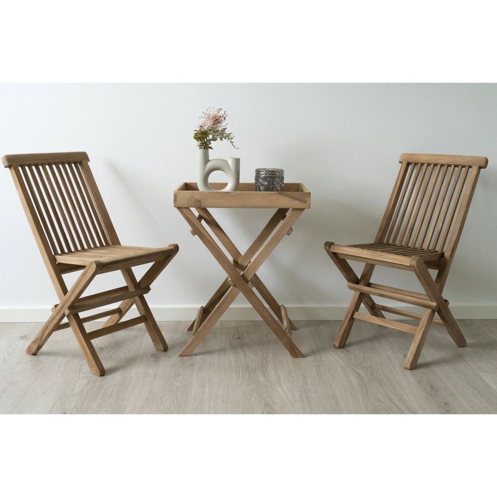 Set 2 sedie da pranzo per bambini Toledo in teak naturale