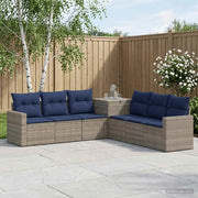 Set di divani 7 pz Grigio e Blu Navy Rattan sintetico e Acciaio 3448785