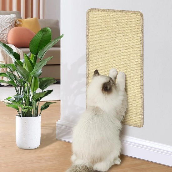Matto di sisal per gatti, piastra di fissaggio 30x60cm, contenitore per gatti contro le zampette, protezione contro graffi sul muro/banco/letto, palo per graffi (1 pezzo)