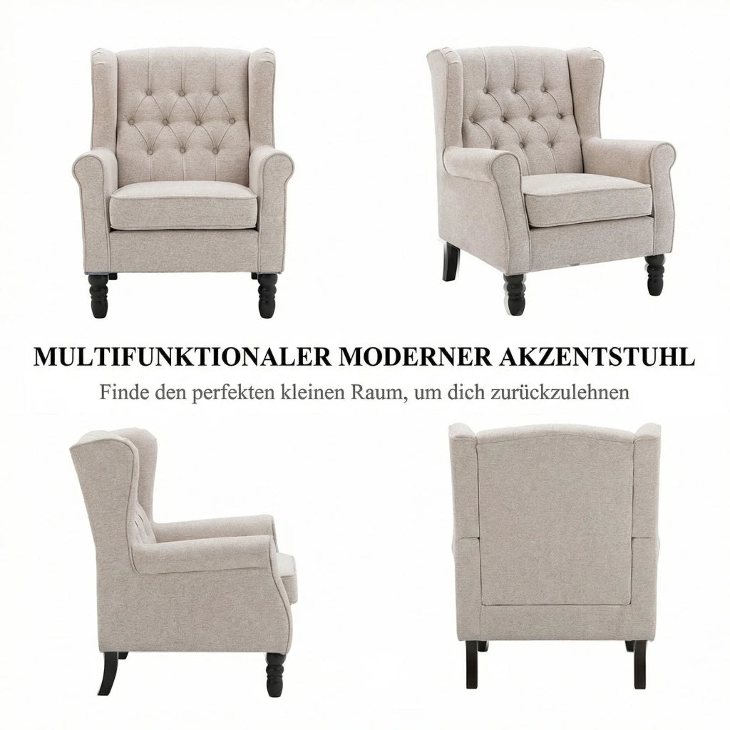 Poltrona Design Minimalista, Comfort e Stile per Interni Moderni - Beige