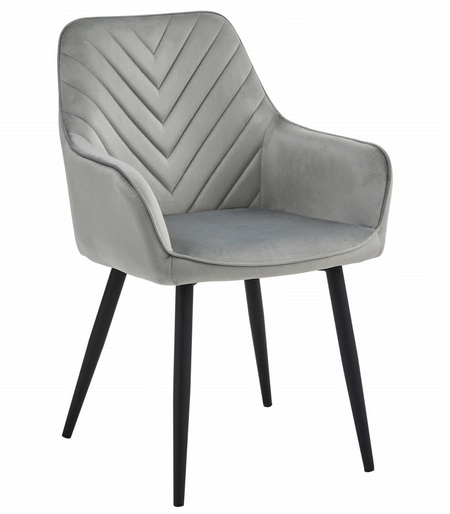 Sedia da pranzo Valora WAAV - Velluto grigio argento con gambe nere x 1