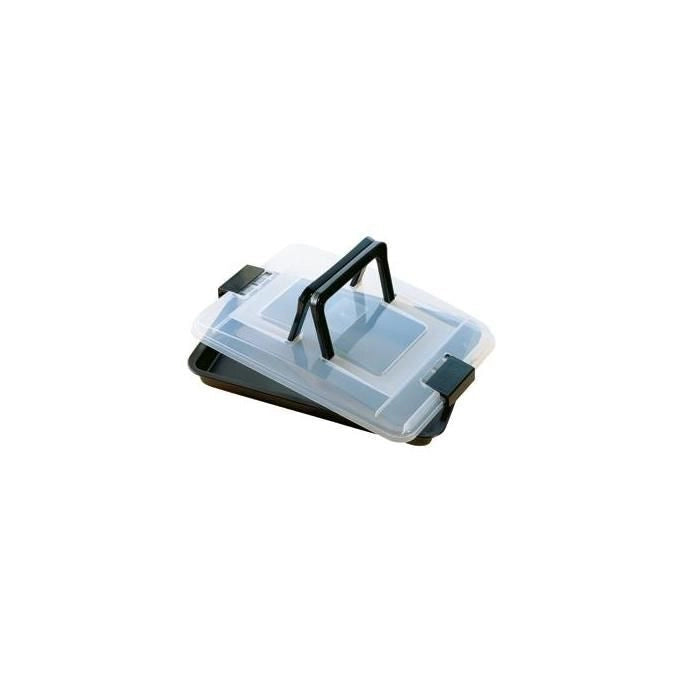 Kaiser 2300750002 Stampo da Forno Rettangolare in Alluminio Pressofuso con Coperchio per Trasporto e Manici Antiscivolo colore Nero