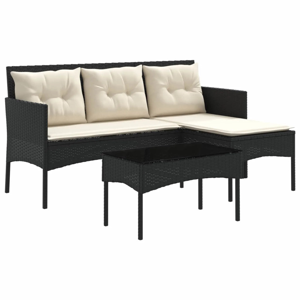 Set Divano da Giardino 2 pcs Nero e Crema polyrattan 4103803