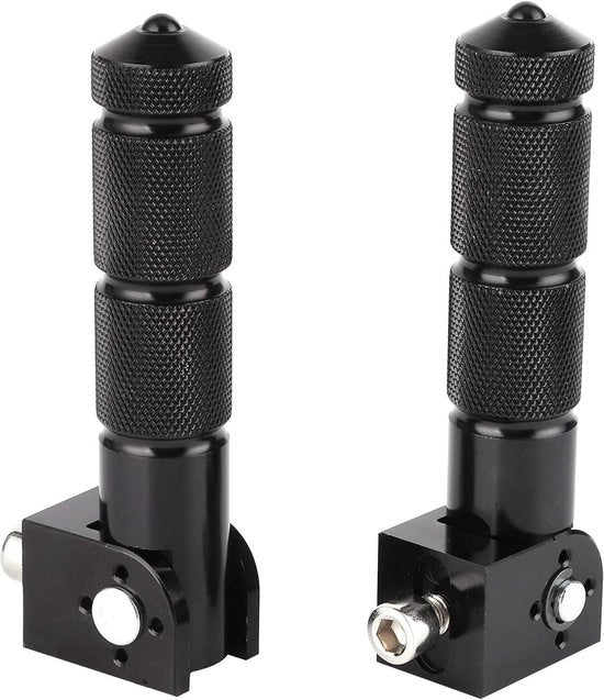 Pedali di Sostegno per Motocicletta 2 Pezzi elettrici Pedali in Alluminio con Superficie Antiscivolo 8mm Universali 90 Gradi Fissi Pieghevoli Barra di Supporto per Passeggero (Nero)
