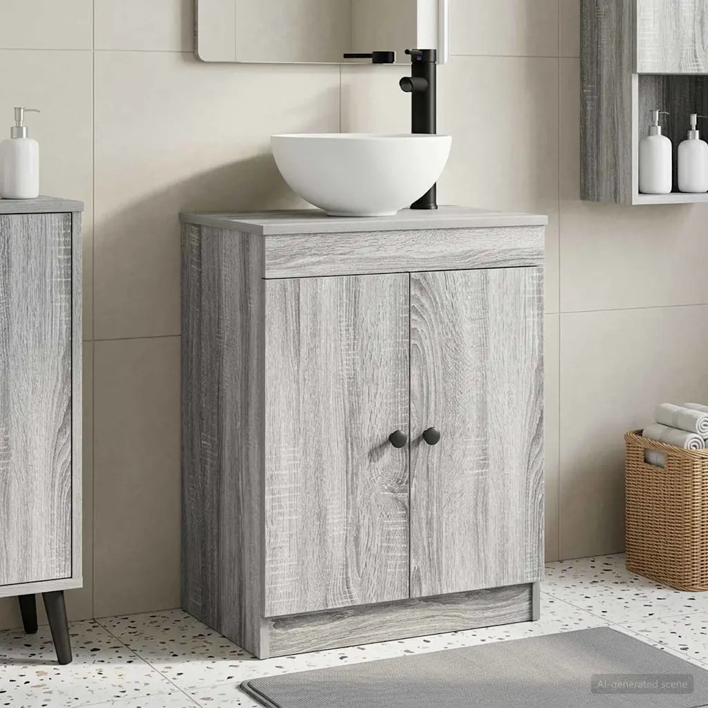 Mobile da bagno con lavabo Sonoma grigio 54 x 35 x 83 cm 890119
