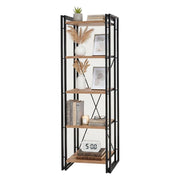Libreria Demetria, Scaffale da ufficio, Mobile portalibri, Biblioteca, 60x35h180 cm, Quercia e Nero