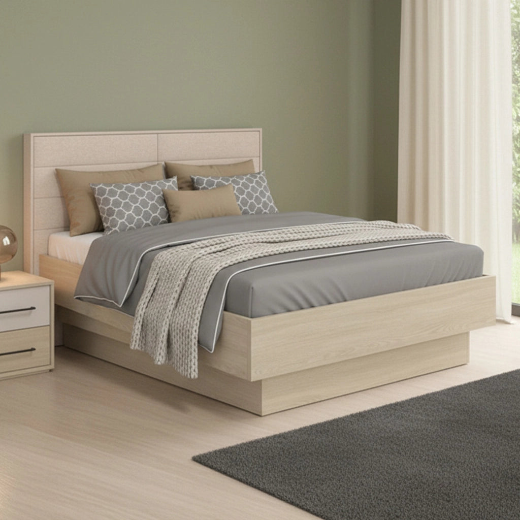 Letto Matrimoniale Tirso, Letto Matrimoniale Dimensione Materasso 160x200 cm, Marrone Rovere