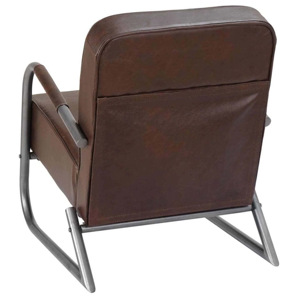 Fauteuil marron cuir véritable
