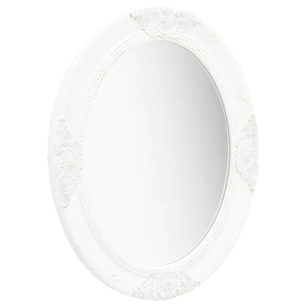 Specchio da Parete Stile Barocco 50x60 cm Bianco 320348