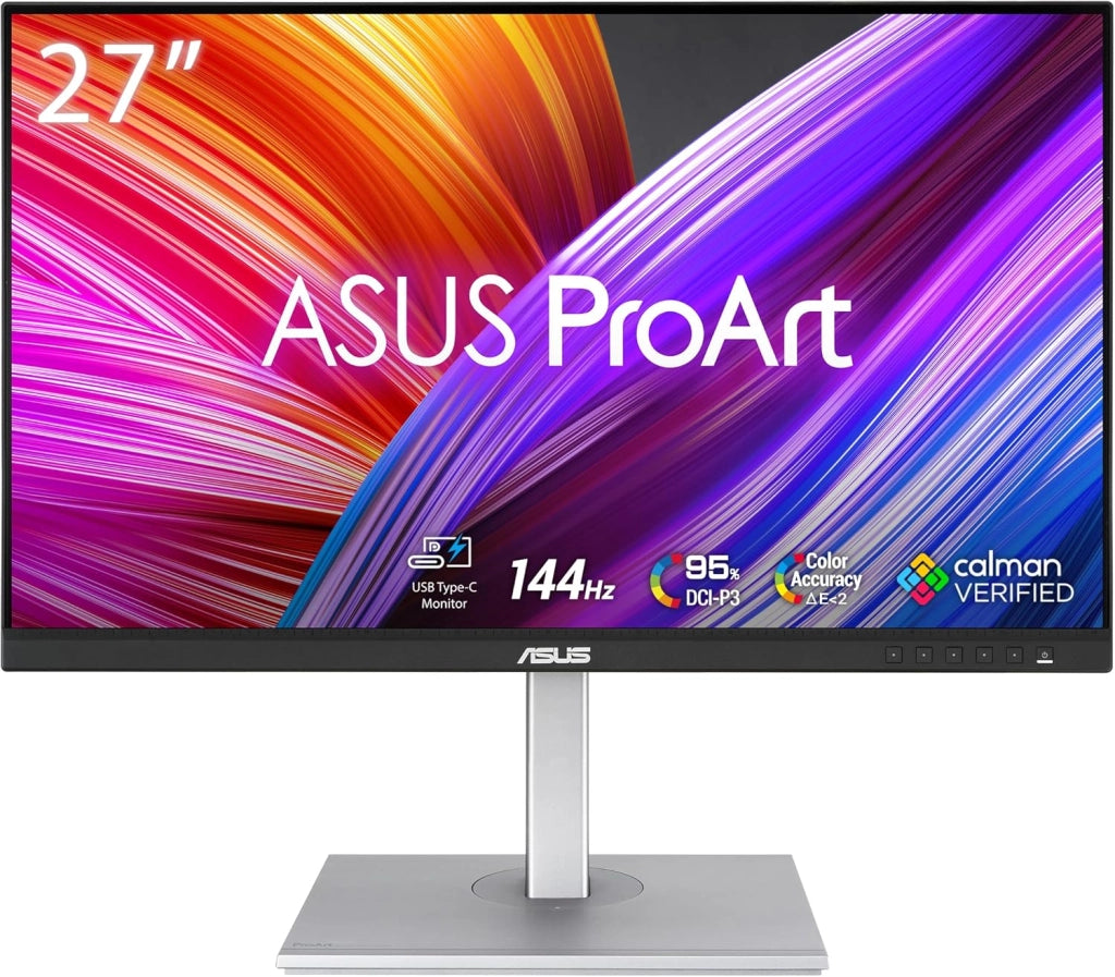 ASUS ProArt PA27JCV Display 27", 5K Ultra HD IPS (5120x2880), HDMI, DisplayPort, Hub USB, Accuratezza del Colore ΔE < 2, 100% sRGB, Nero e Argento