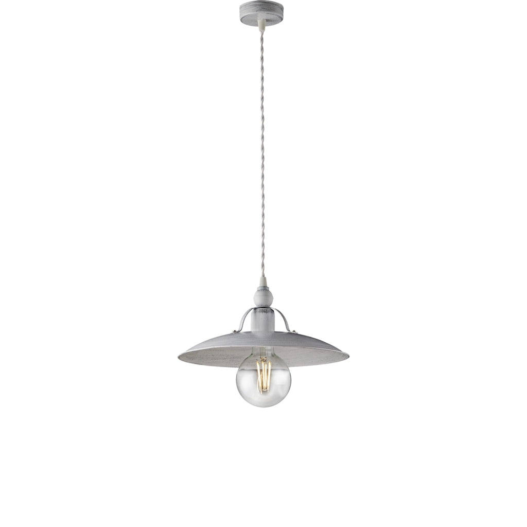 Sospensione Cantina Stile Industrial 1 Luce Ferro Bianco E Argento