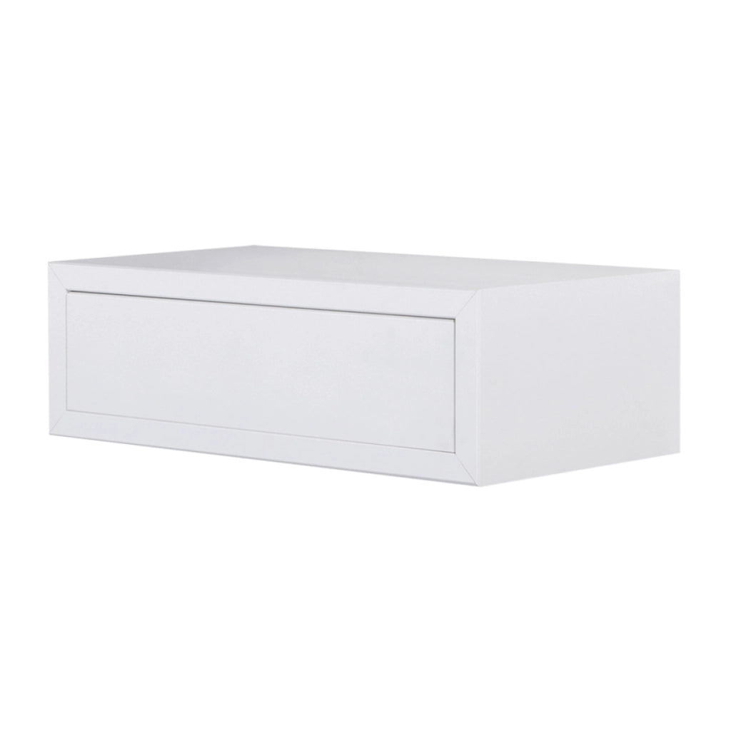 Mensola da Muro con Cassetto Modello LEGOLO MAXI, Comodino Sospeso, Mensola da Parete, 45x14.3 p23.7 cm. Finitura  BIANCO - MADE IN ITALY