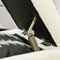 Pouf Contenitore Imbottito Tessuto Teddy 39x39x39 cm Crema