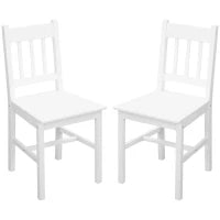 Set di 2 sedie da pranzo in legno massiccio sedia da cucina schienale a doghe stile casa di campagna bianco