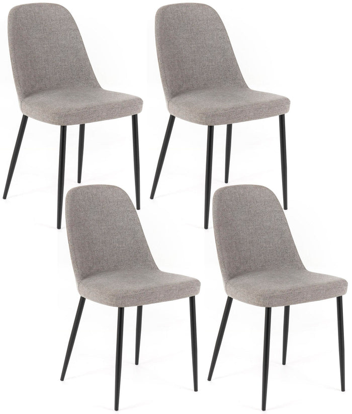Set 4 Sedie 55x46xH85 cm in Tessuto Tamara Grigio Chiaro