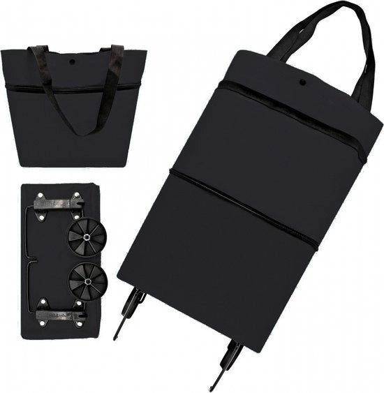 Carrello da Spesa Tridimensionale 3-in-1 - Carrello di Negozio - Borsa da Spalla - Borsa da Spesa con Ruote - Dimensioni Extra Grandi e Resistenti - Leggero - Ripiegabile