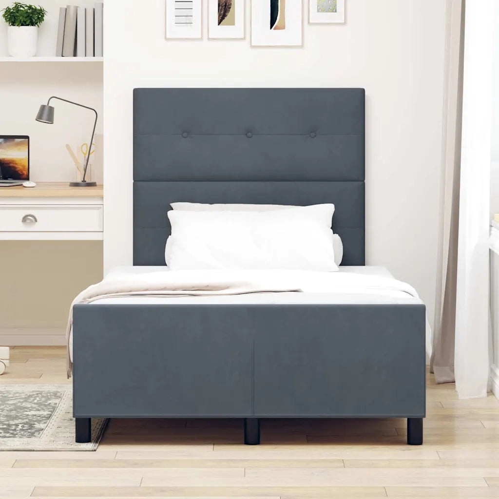 Letto a molle con testiera Grigio scuro 120 x 190 cm Velluto