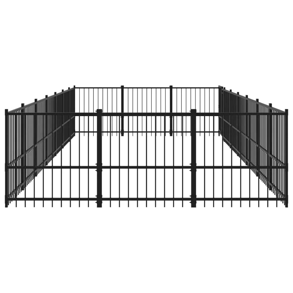 Gabbia per cuccia recinto per animali da esterno per cani in acciaio 19,76 m² nero 02_0041814