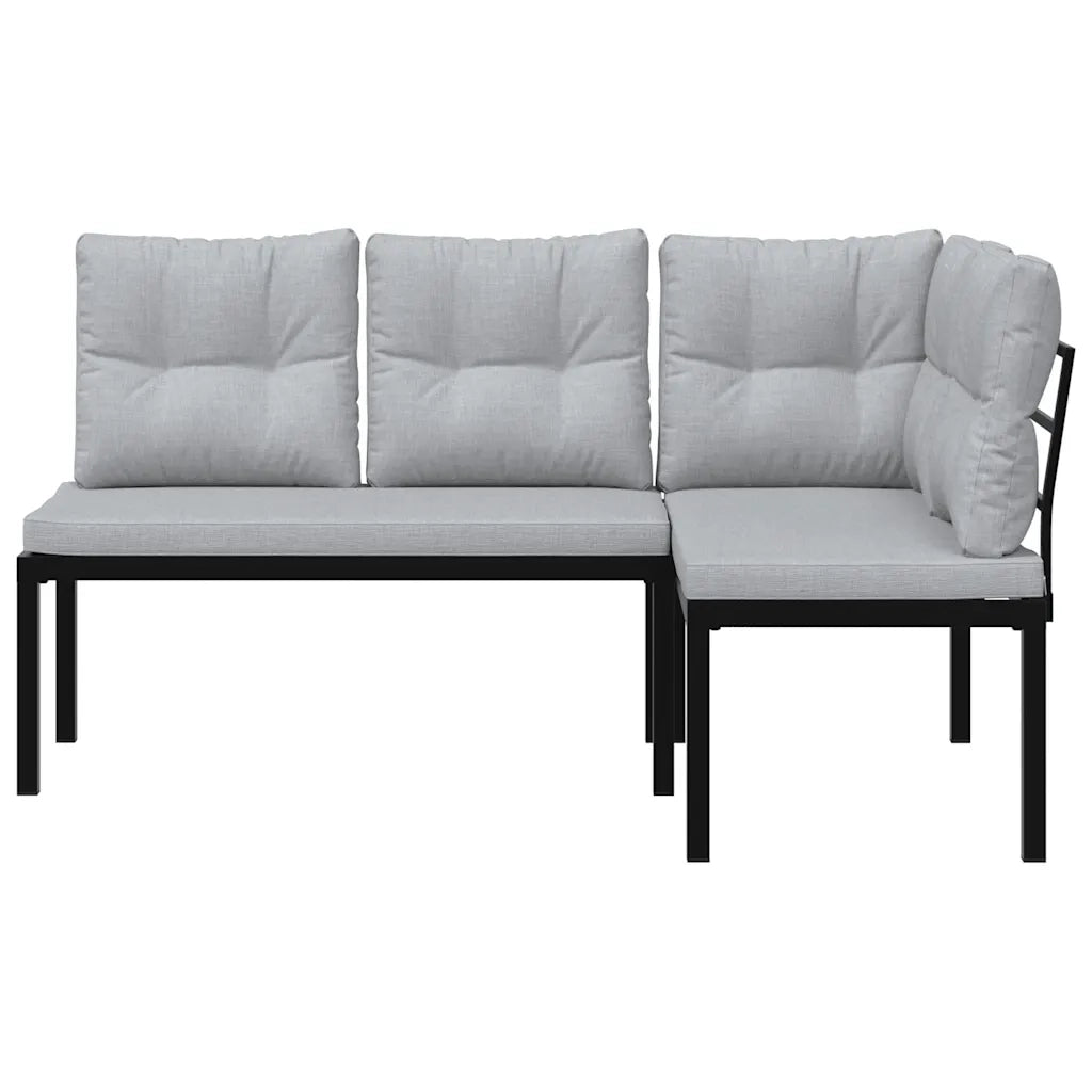 Panche Giardino con Cuscini 2pz Nere Acciaio Verniciato Polvere 4008566