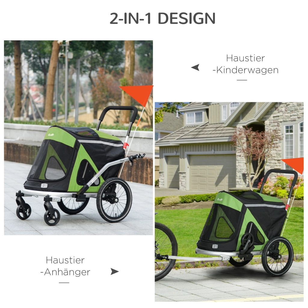 Carrello per cani 2 in 1 ¨C zephmum ¨C Verde 150x68x95 cm