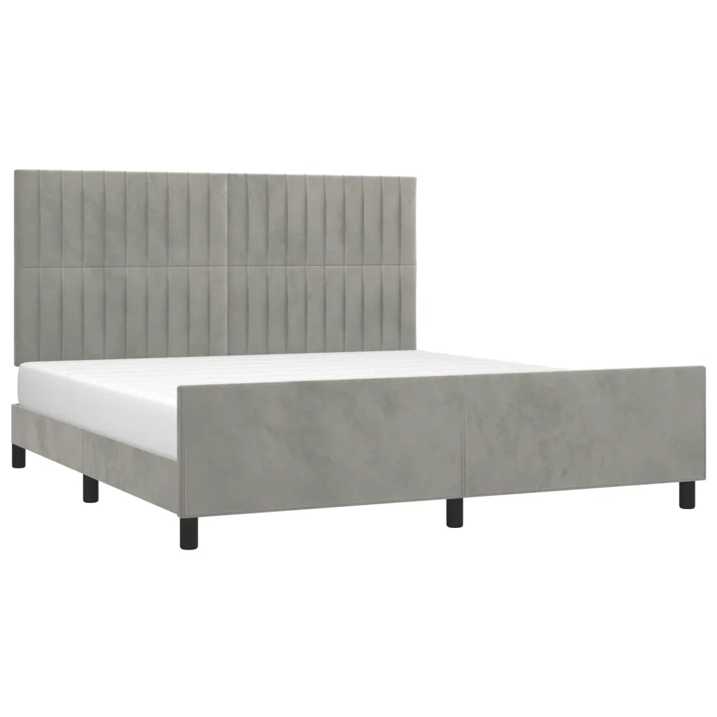Giroletto con Testiera Grigio Chiaro 180x200 cm in Velluto cod mxl 60598