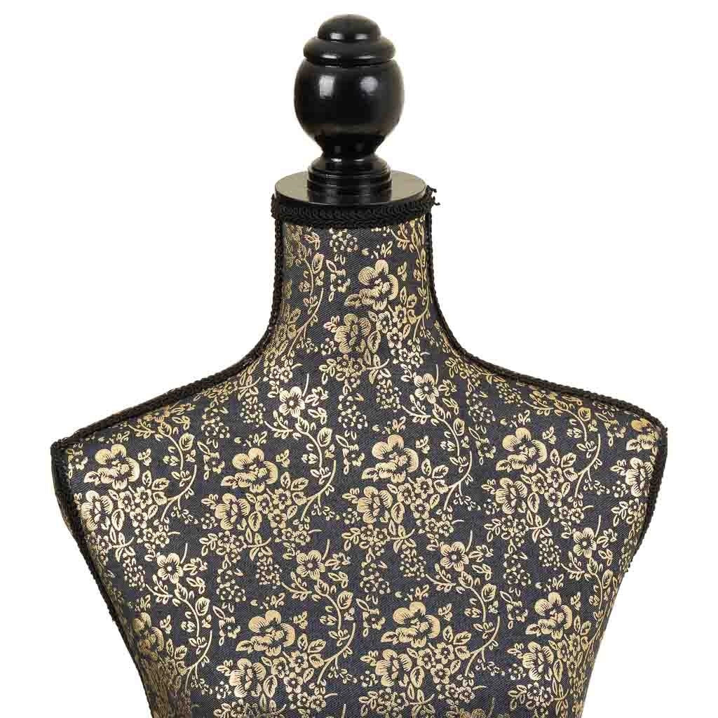 Manichino in legno e schiuma rivestito in tessuto oro 24x37,5x168h